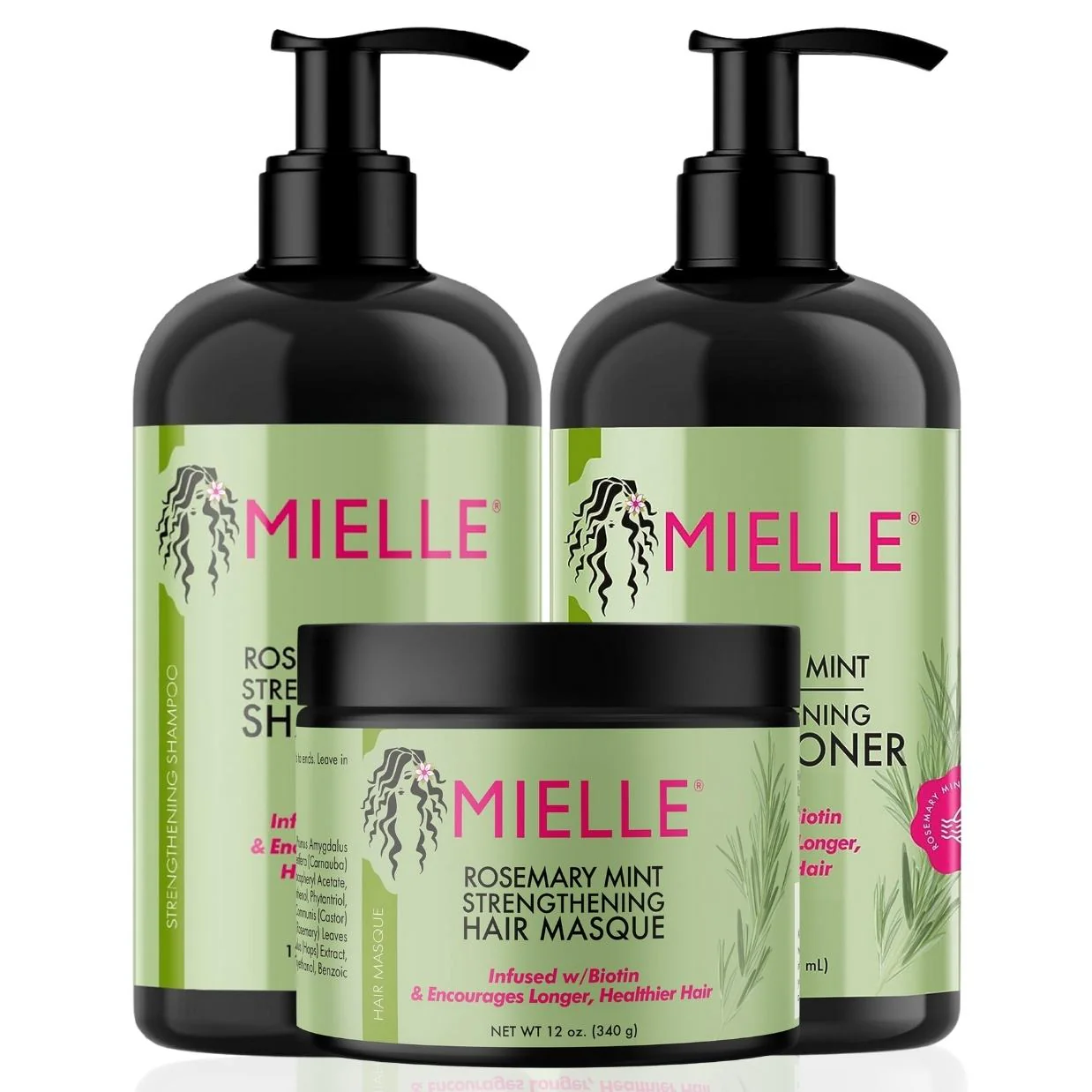 MIELLE ORGANICS ROSEMARY MINT STRENGTHENING HAIR GROWTH & CARE 3 PS