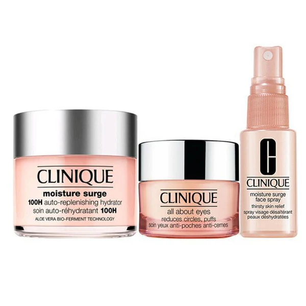 CLINIQUE CLINIQUE MOISTURE SURGE HYDRATION SET 3PCS: MOISTURE SURGE 100H 125ML, ALL ABOUT EYES 15ML, MOISTURE SURGE FACE SPRAY 30ML