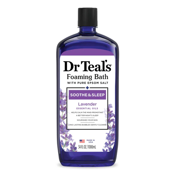 DR TEAL’S FOAMING BATH WITH PURE EPSOM SALT, SOOTHE & SLEEP WITH LAVENDER, 34 FL OZ