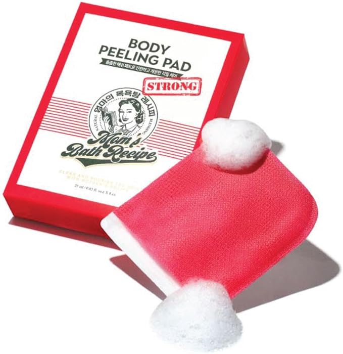 MOM'S BATH RECIPE BODY PEELING PAD STRONG, ALL IN ONE BUBBLE BODY WASH & SCRUB GLOVES WITH KELP & BIOTICS, INTENSE EXFOLIATING MITTS FOR DEAD SKIN CELLS, GOOSEBUMPS AND SCALY SKIN, 8 SHEETS