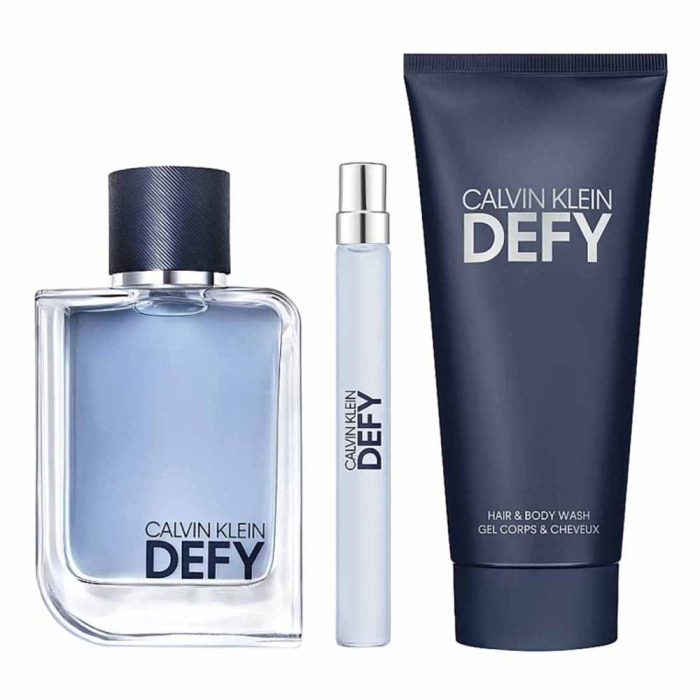 CALVIN KLEIN DEFY FOR MEN SET EDT 100ML + EDT 10ML + HAIR AND BODY WASH 100ML (NEW PACK)