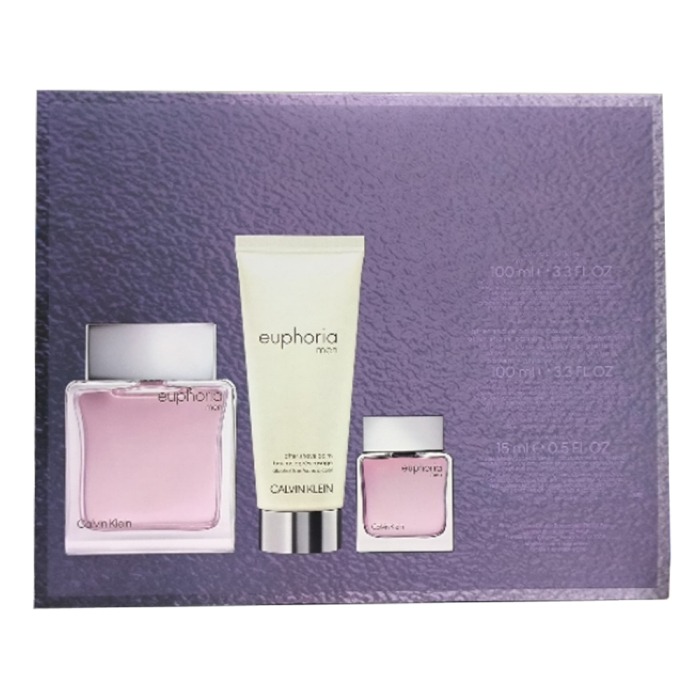 CALVIN KLEIN EUPHORIA FOR MEN SET EDT 100ML + EDT 15ML + AFTER SHAVE BALM 100ML (NEW PACK)