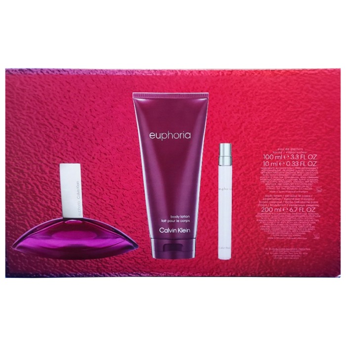 CALVIN KLEIN EUPHORIA FOR WOMEN SET EDP 100ML + EDP 10ML + BODY LOTION 200ML (NEW PACK)